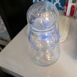 ~Snowman Glass Target Bullseye Canister 30 fl. oz. Christmas winter